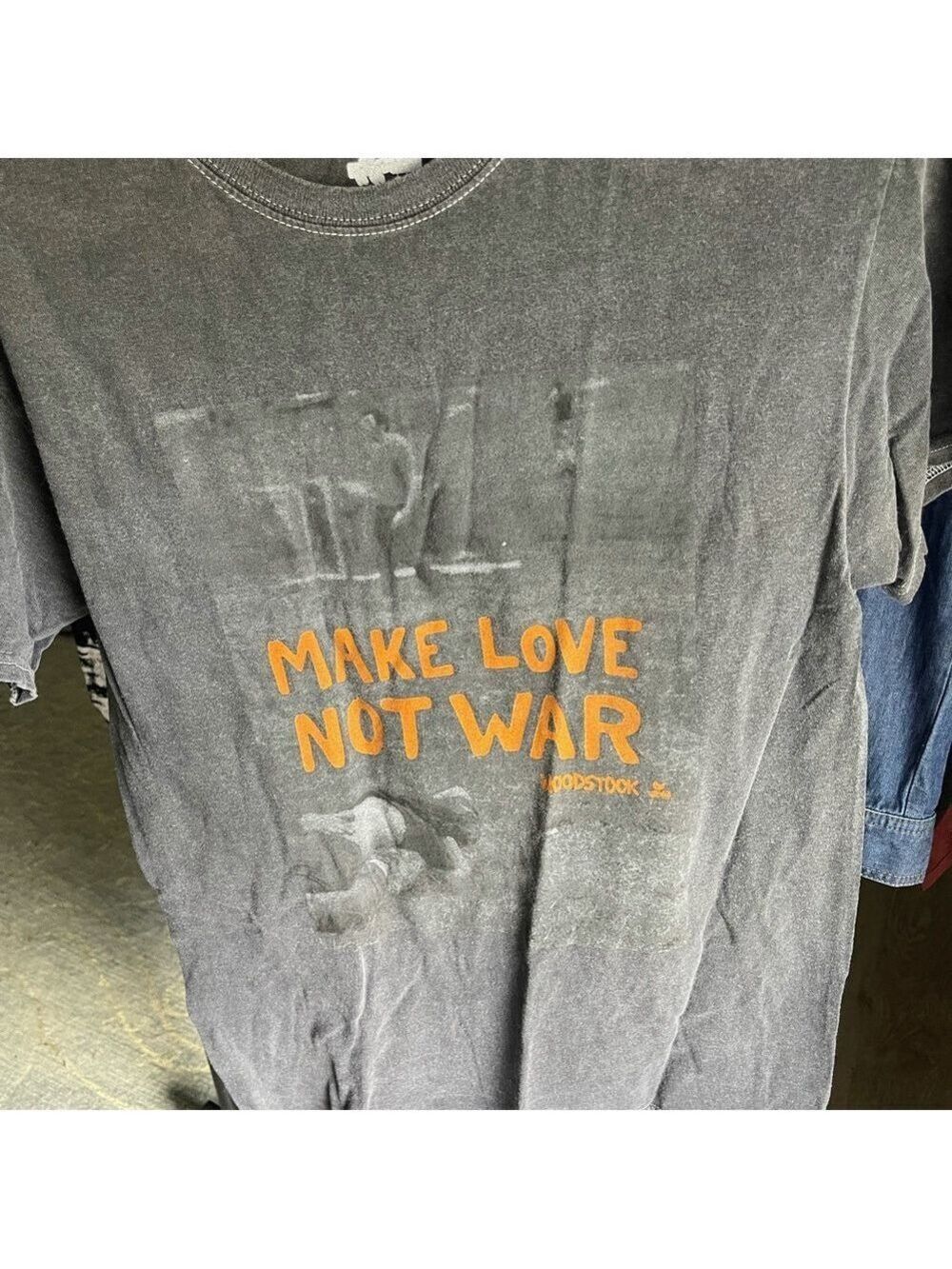 Woodstock Vintage-Inspired Gray T-Shirt with Orange Print